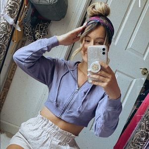 Lavender Crop Top Hoodie